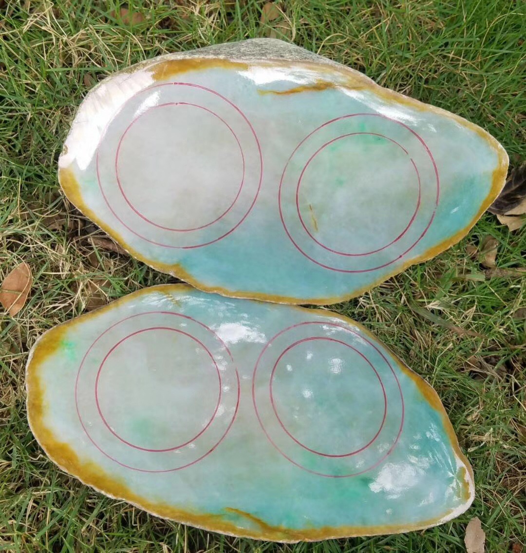 莫西沙改口手镯料4.85公斤冰黄翡飘花种老起胶玉质特细种老水