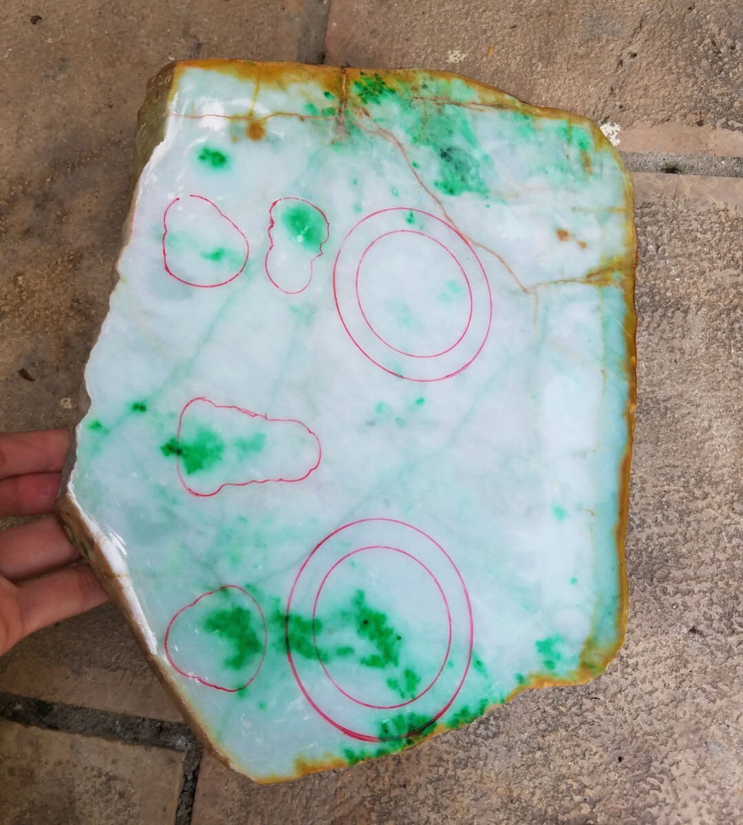 南奇改口手镯明料15.9公斤底子干净清爽自然带底色飘阳绿花满