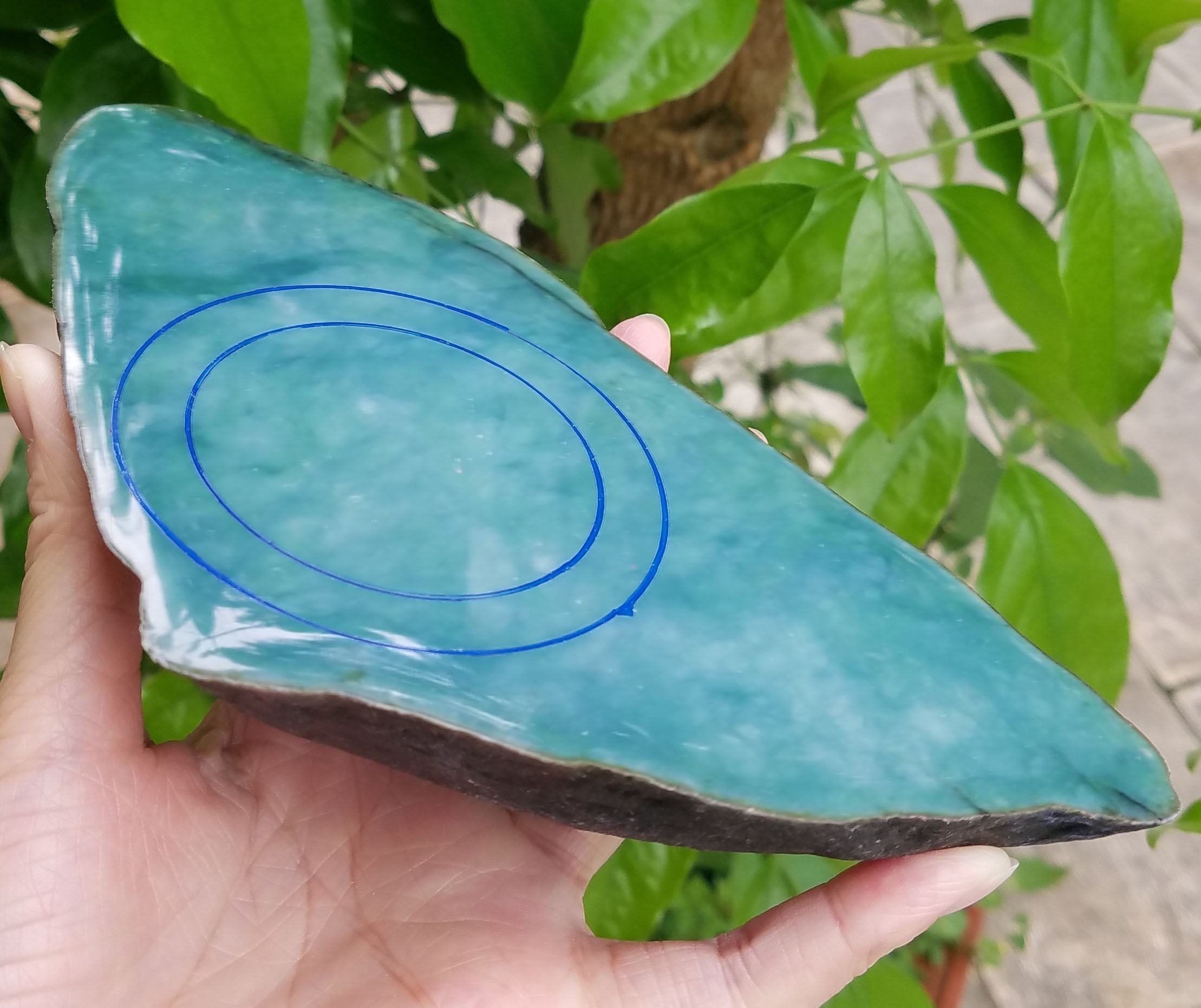 上新南奇精品改口手镯料3.06公斤料子形状特别的好糯冰带底色