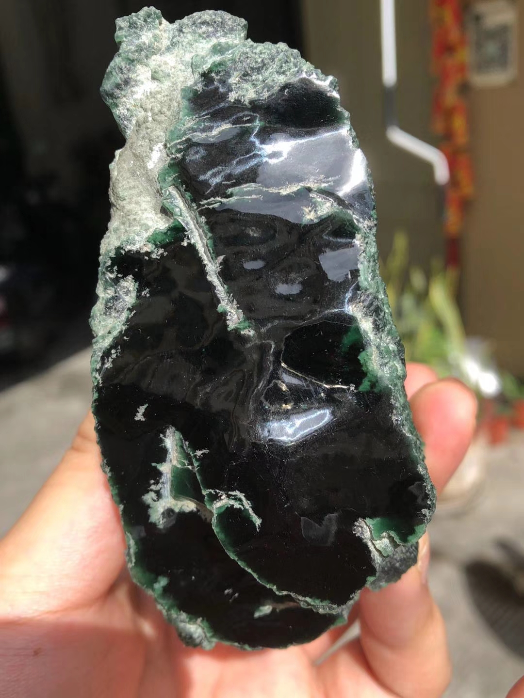 LSAC4莫西沙开窗墨翠全身脱沙种好肉质细够黑够绿够亮天下第