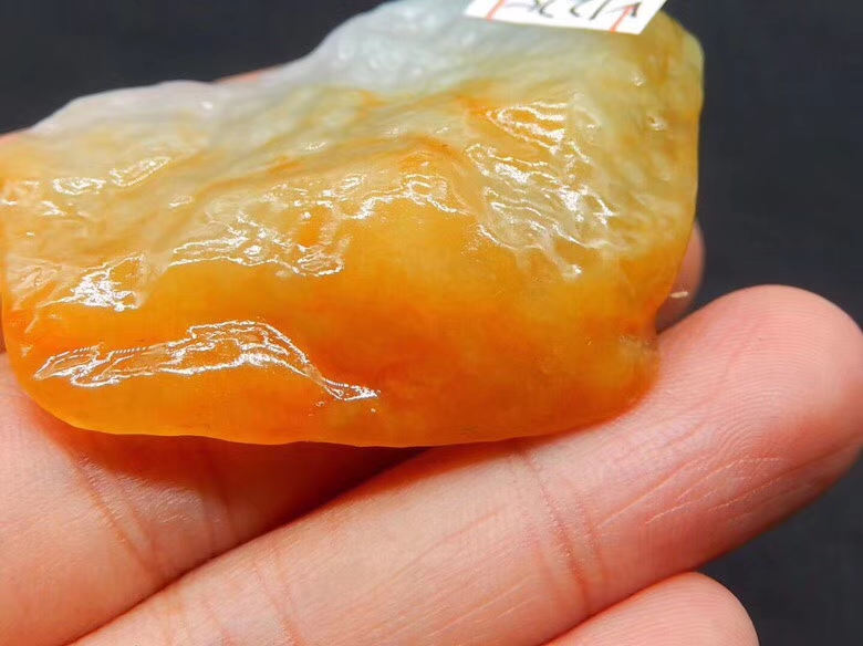 秒杀价1380得V1275冰糯黄翡巧色料子种老水头好胶感足起