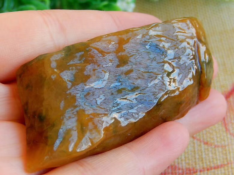 秒杀价4988得H338糯冰黄翡+飘花种水巧色片料种老肉质超