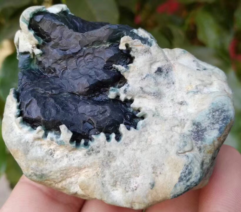 BV150莫西沙戒面料140克全身脱沙已开大窗冰蓝水底子干净