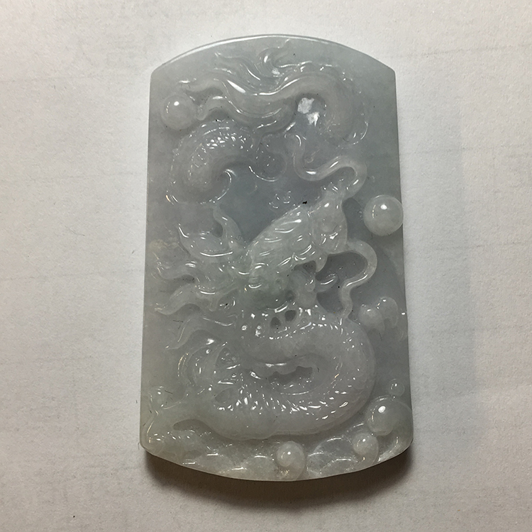翡翠A货冰糯龙牌玉牌大方牌吊坠男式挂件重52克龙是中华民族精