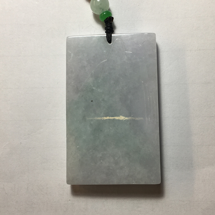 山水牌吊坠男款翡翠吊坠挂件天然a货玉牌玉佩飘淡绿重54克日出