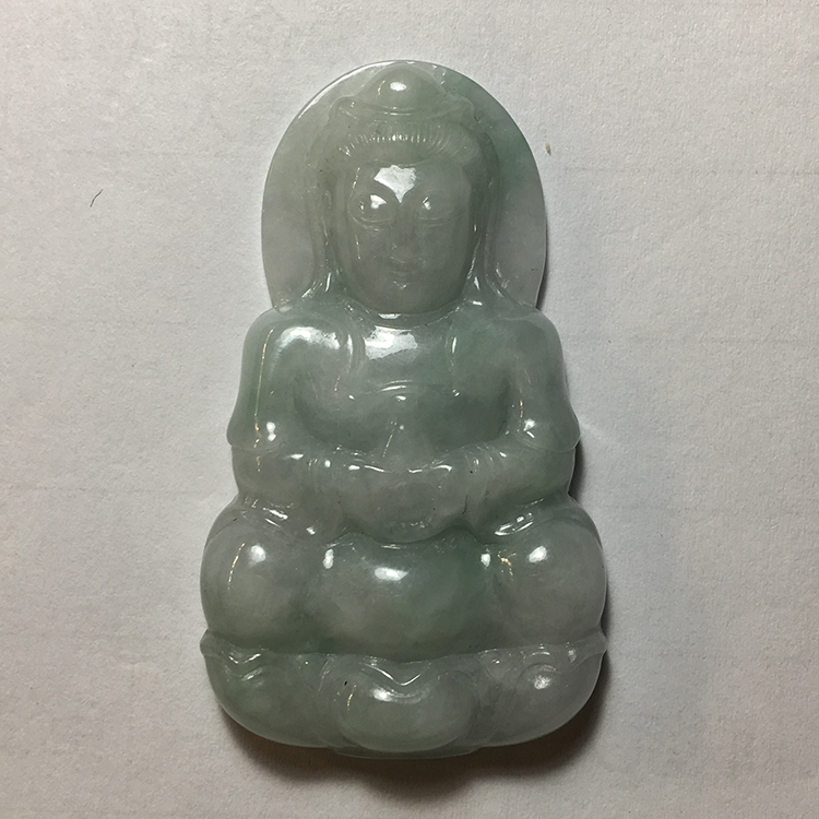 天然翡翠大装观音飘绿坠子吊坠冰糯无纹裂重28克