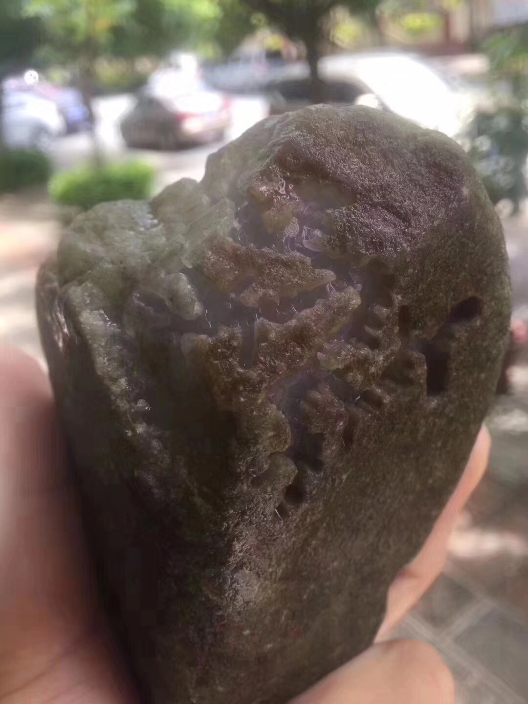 SG191-865g南奇开窗冰春料皮壳超老多面开窗灯下春色浓