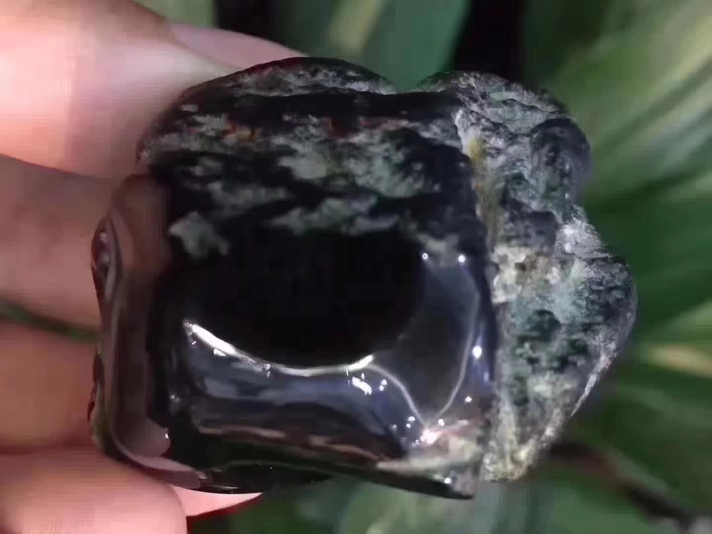 SD661-70g南齐墨翠戒面料皮壳超老擦口面大戒面任意扣底