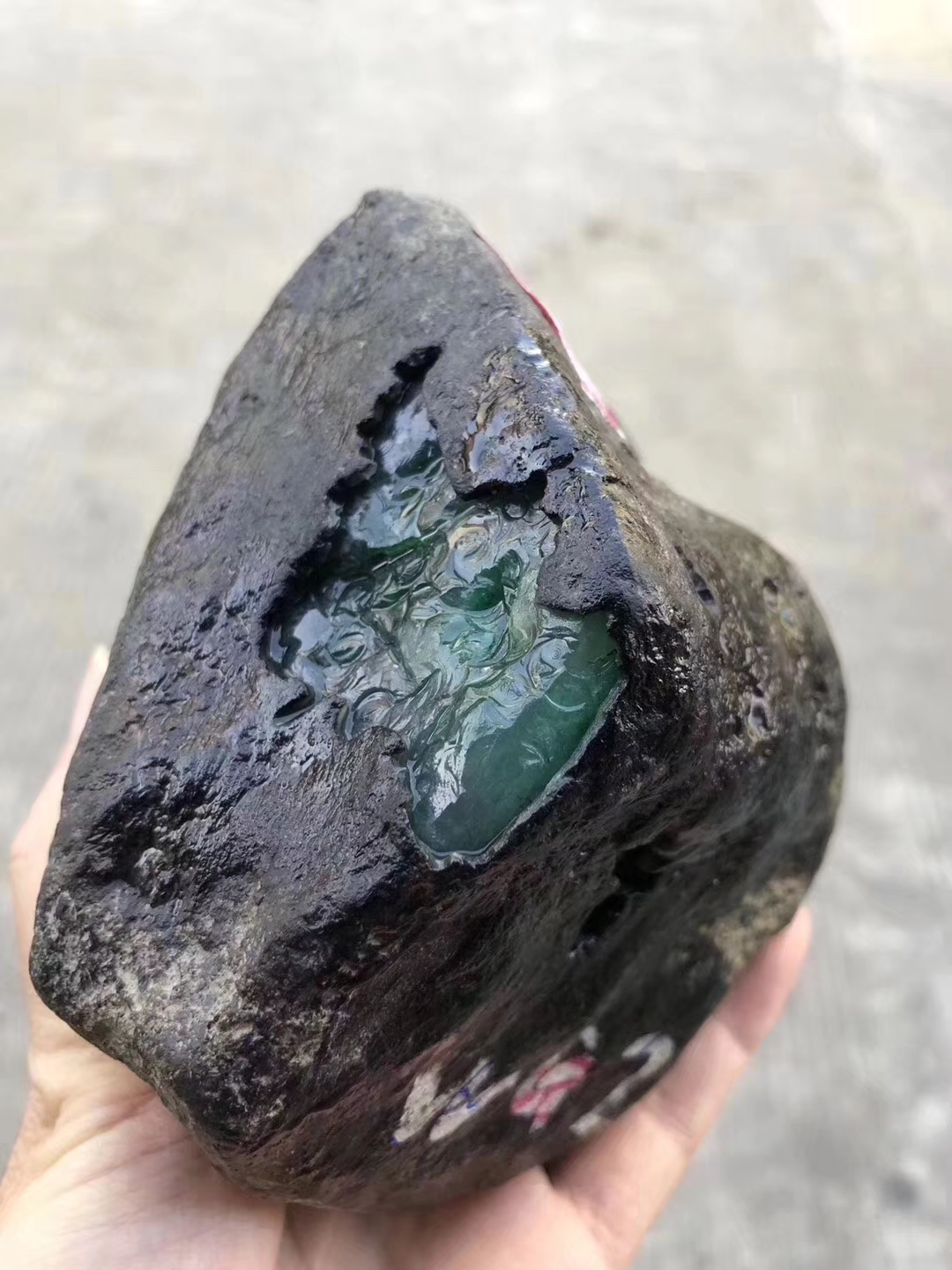 XM6-1.45kg莫弯基开窗冰飘色手镯料多处开窗杠味足通透