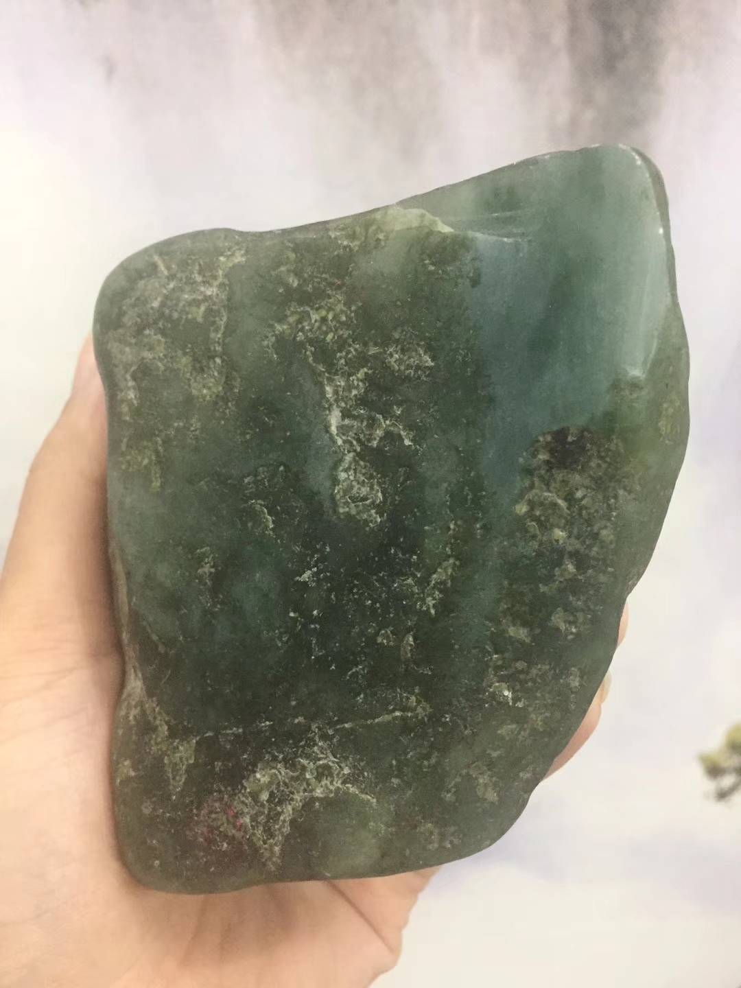 JW84-1kg会卡擦口冰飘花品相好皮壳老擦口大起荧起胶灯下
