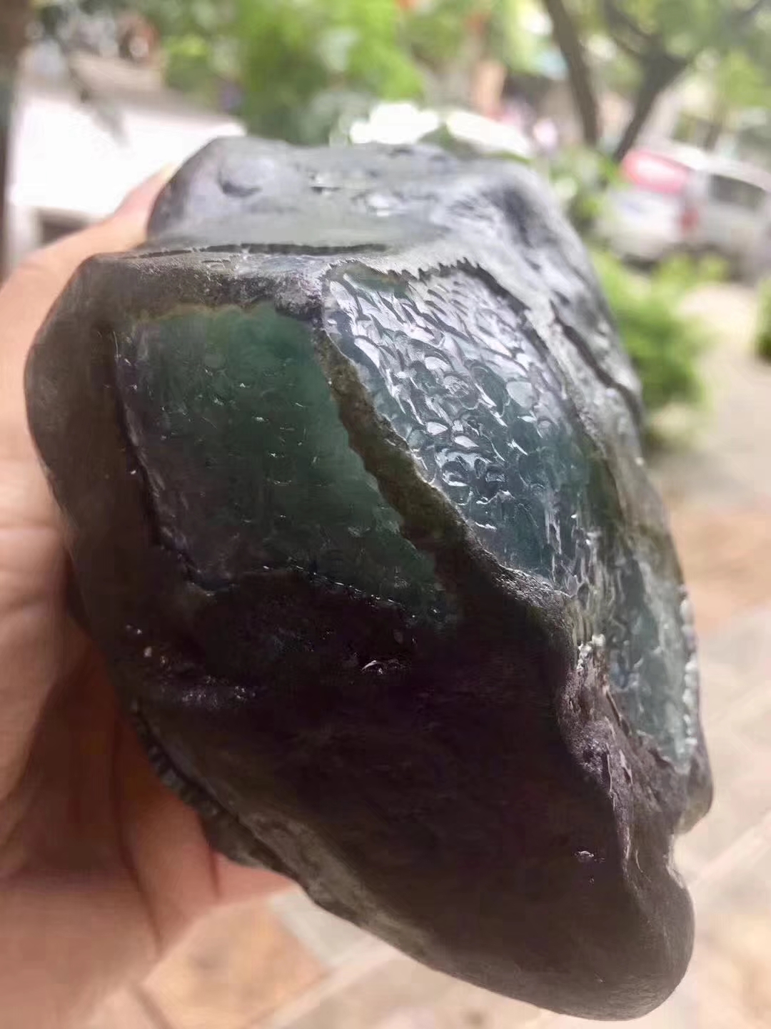 JW78-1.22kg莫弯基开窗冰飘花牌子料品相好皮壳超老多