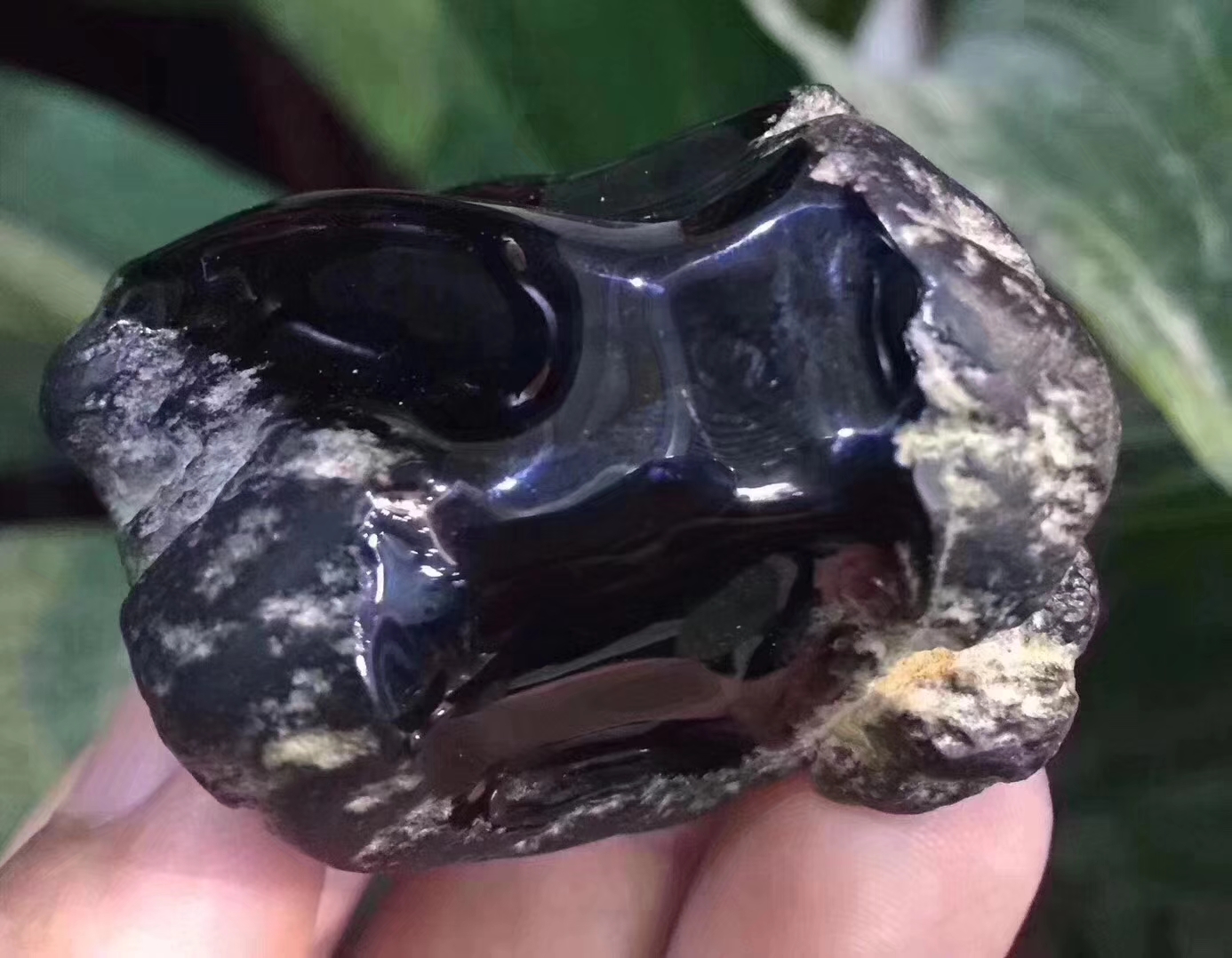 SD661-70g南齐墨翠戒面料皮壳超老擦口面大戒面任意扣底