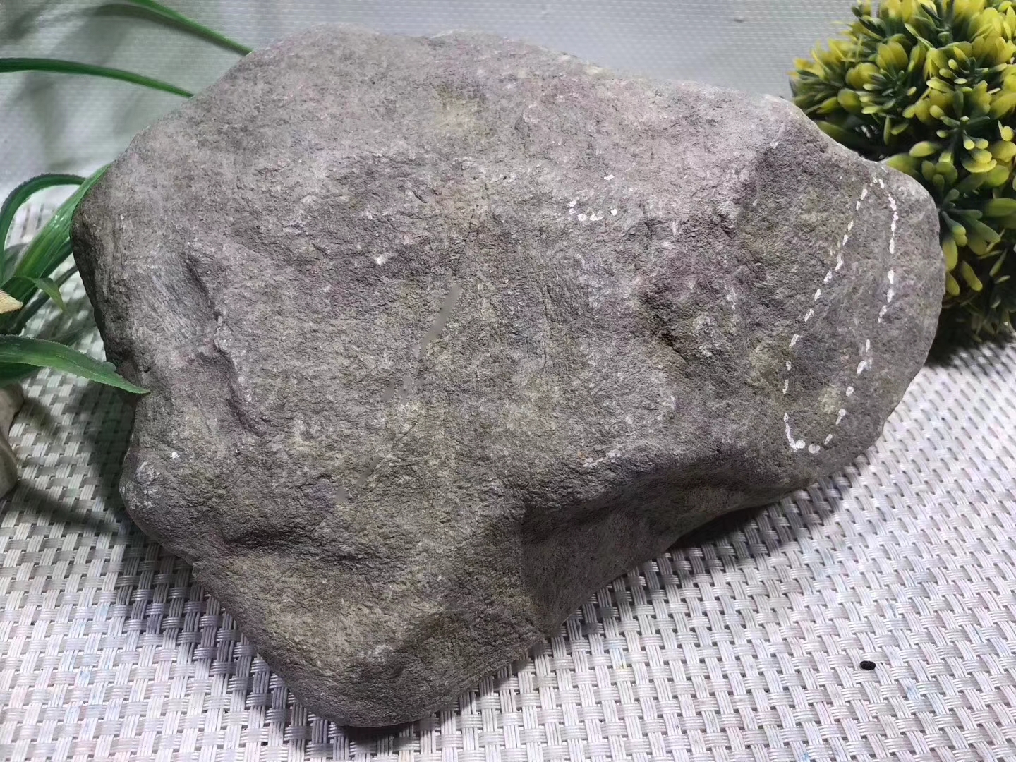 LQ22-4kg莫西沙全赌手镯料皮壳紧致翻沙均匀灯下荧光足种